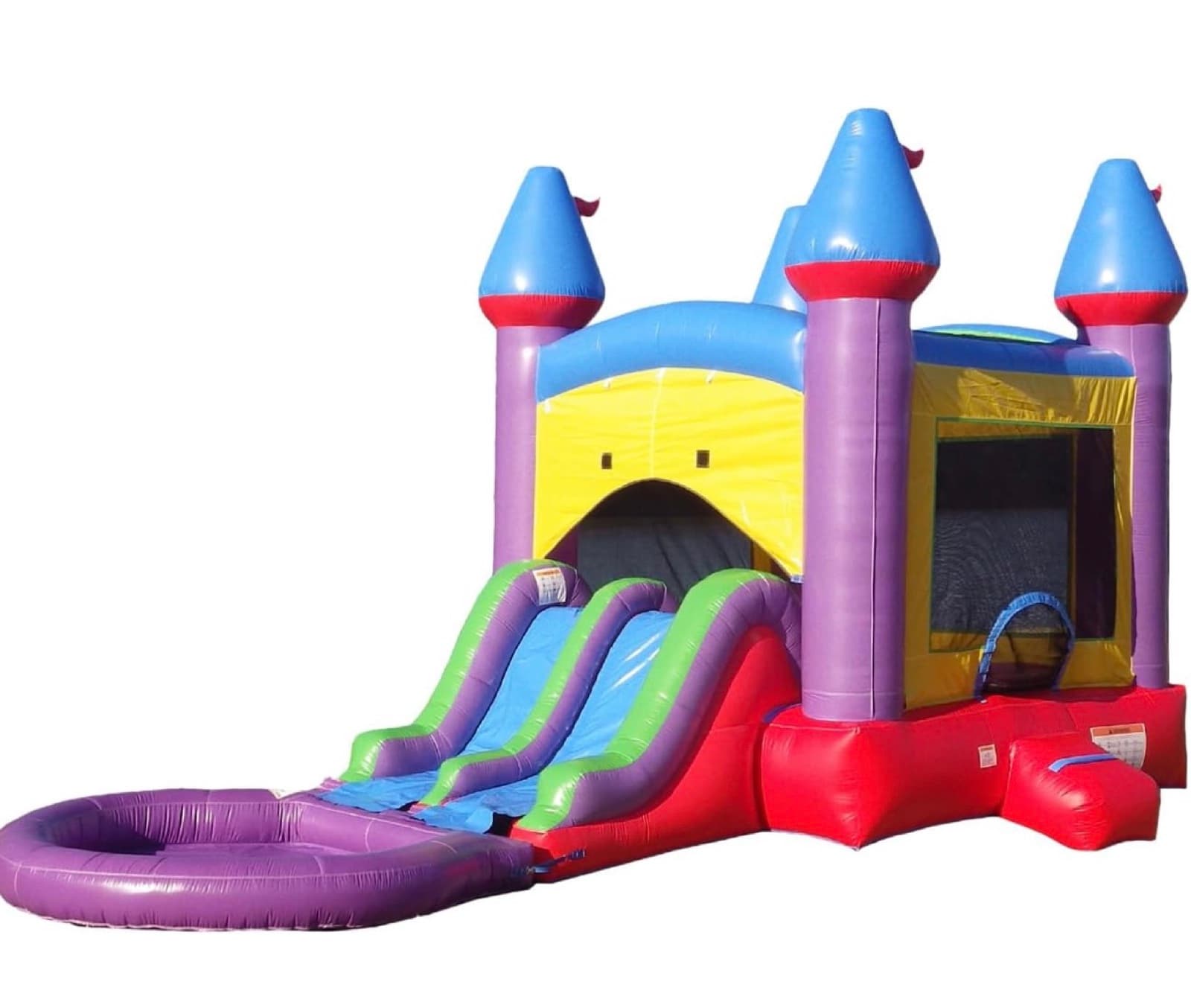 Jelly Bean castle combo inflatable with three slides