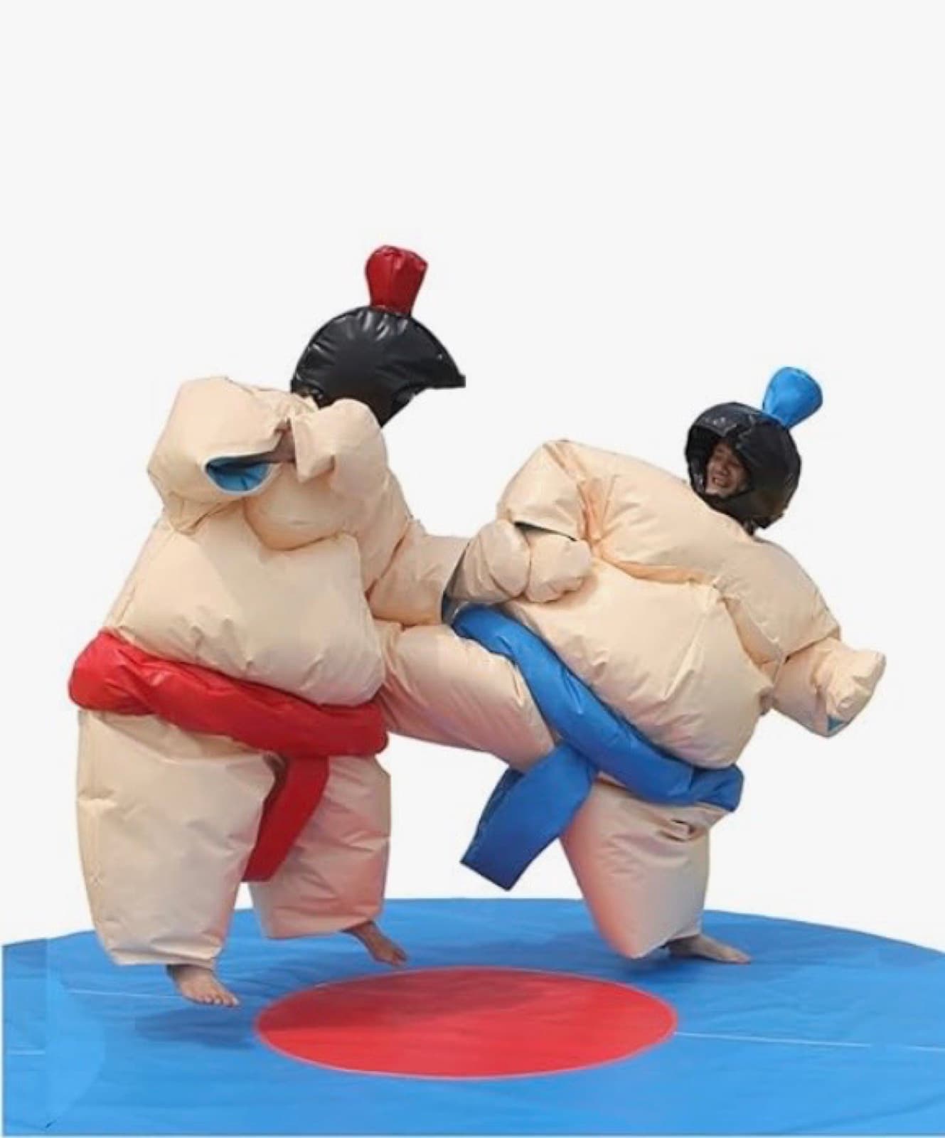 Inflatable sumo wrestling suits with mat